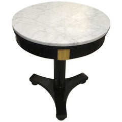Ebonized Marble Top Empire-Style Gueridon Table