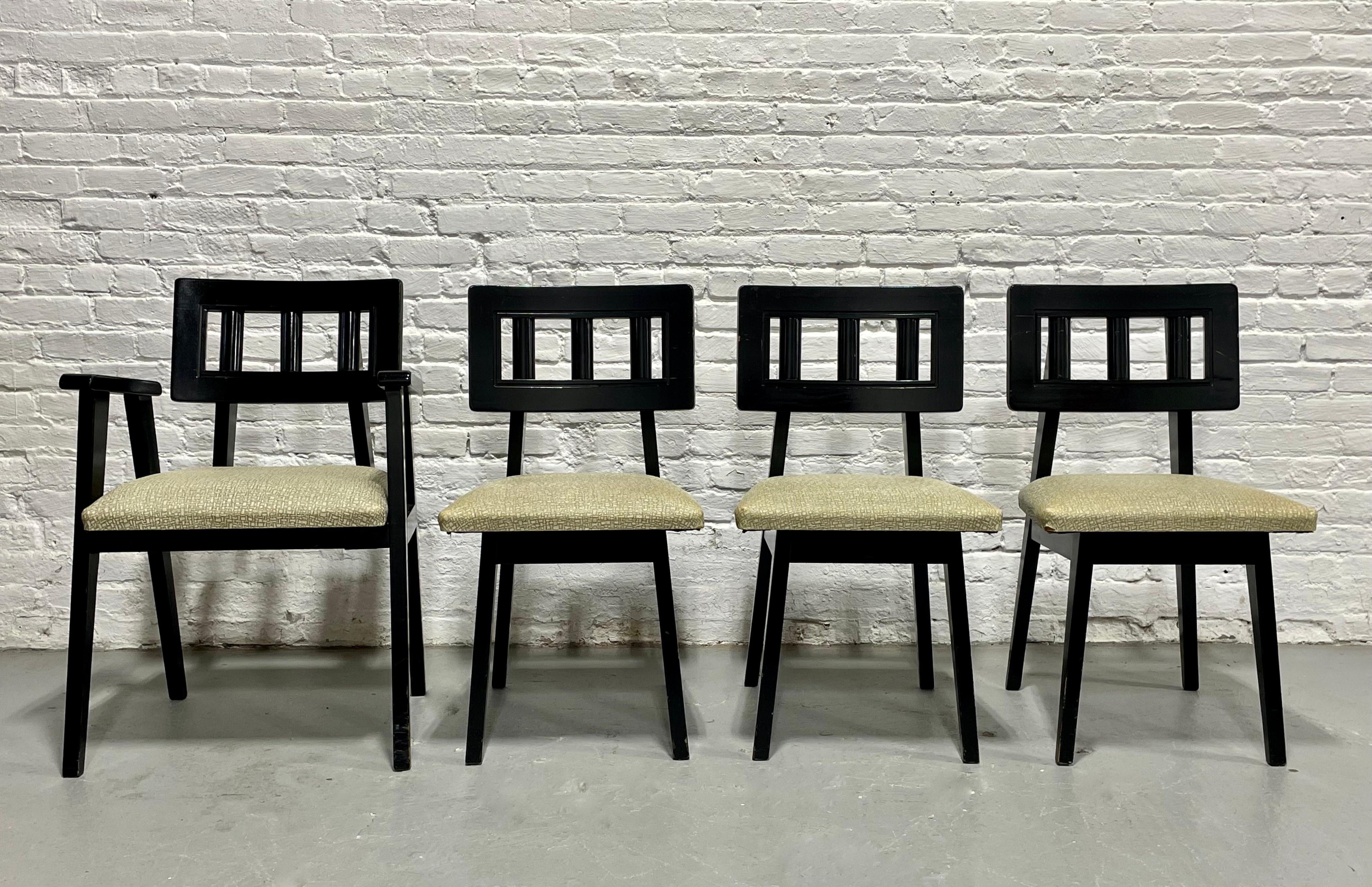 Mid-Century Modern EBONIZED Mid Century Modern DINING CHAIRS, c. 1950's, Set/4 For Sale