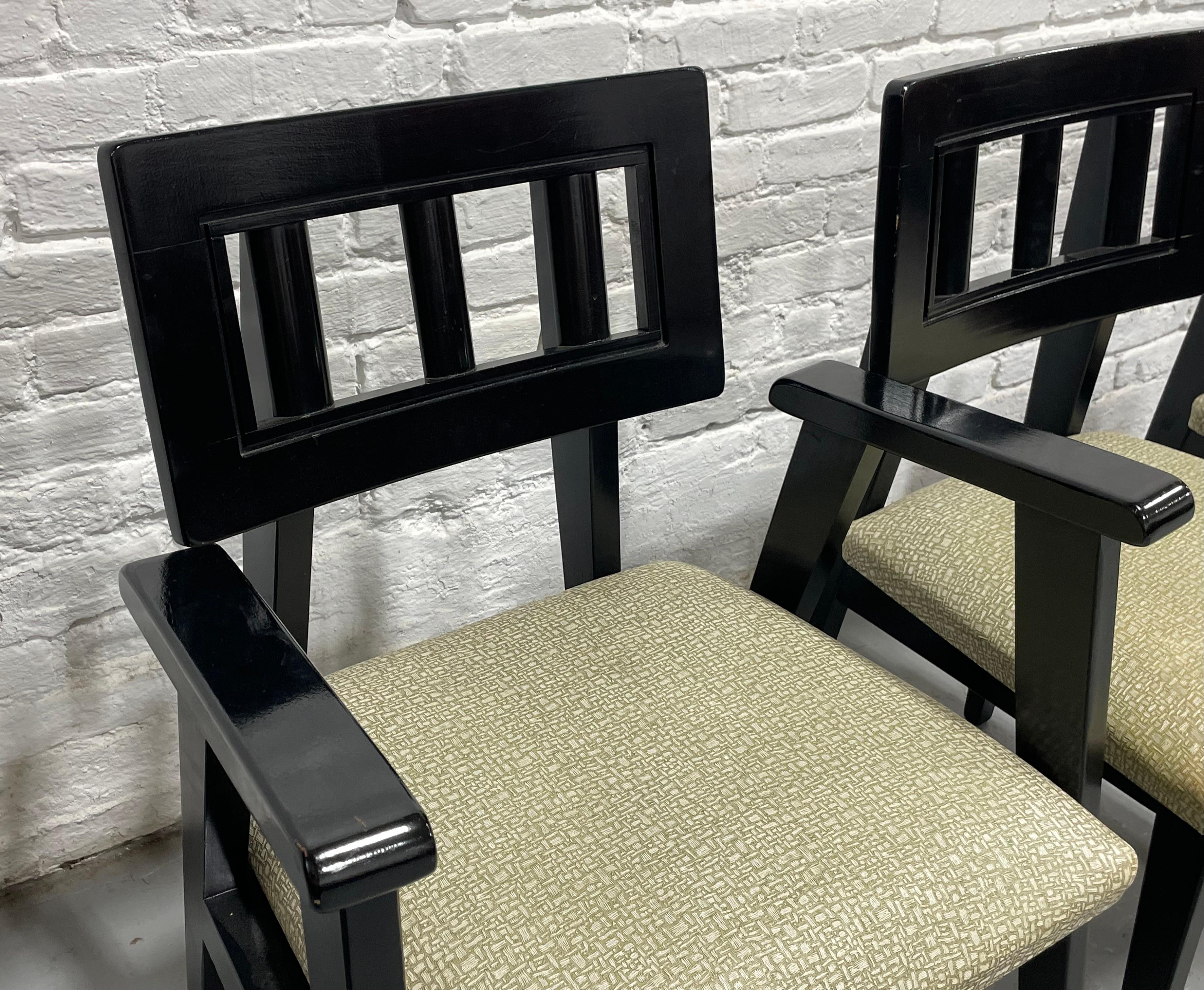 EBONIZED Mid Century Modern DINING CHAIRS, c. 1950's, Set/4 In Good Condition For Sale In Weehawken, NJ