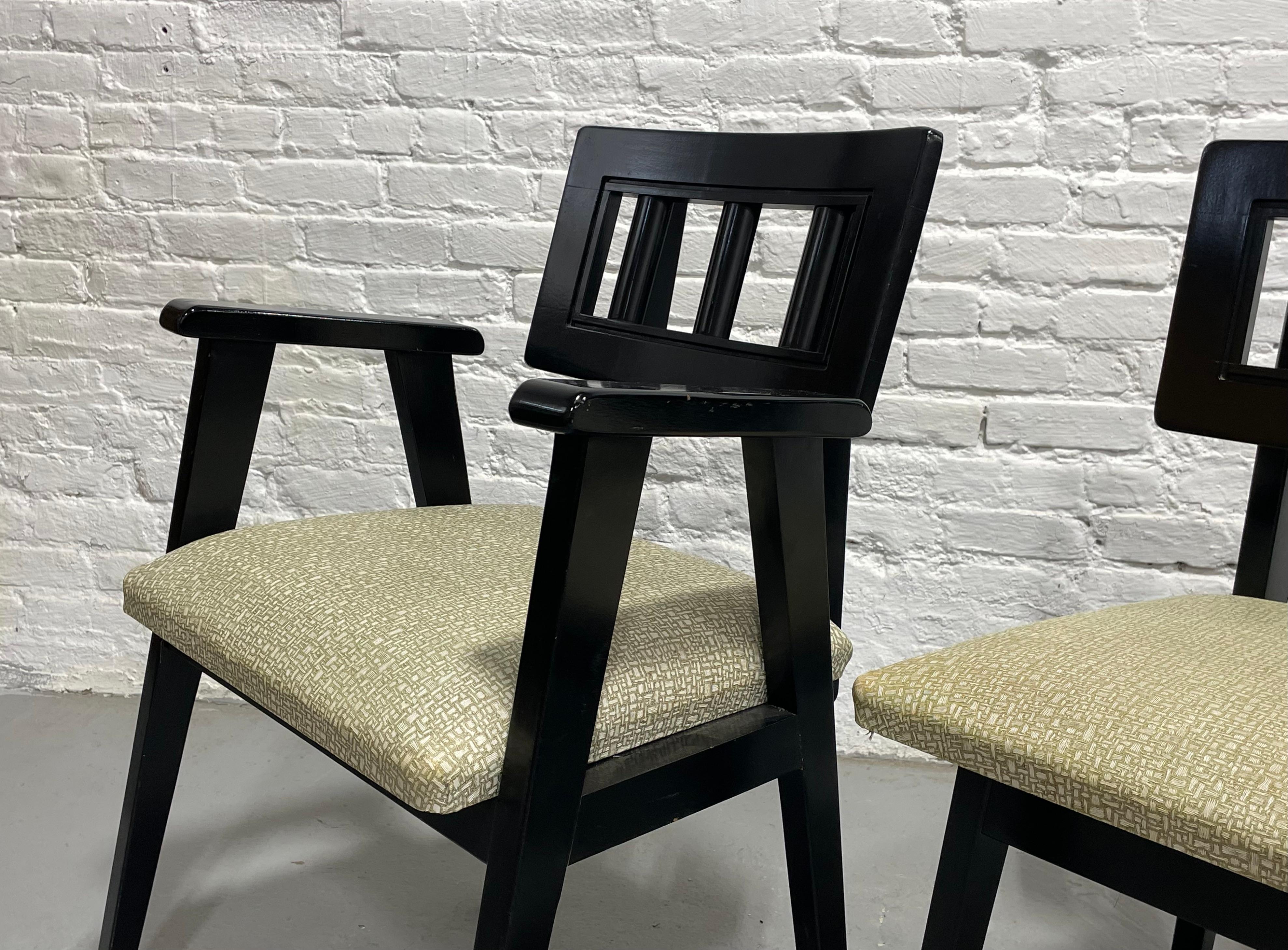Wood EBONIZED Mid Century Modern DINING CHAIRS, c. 1950's, Set/4 For Sale