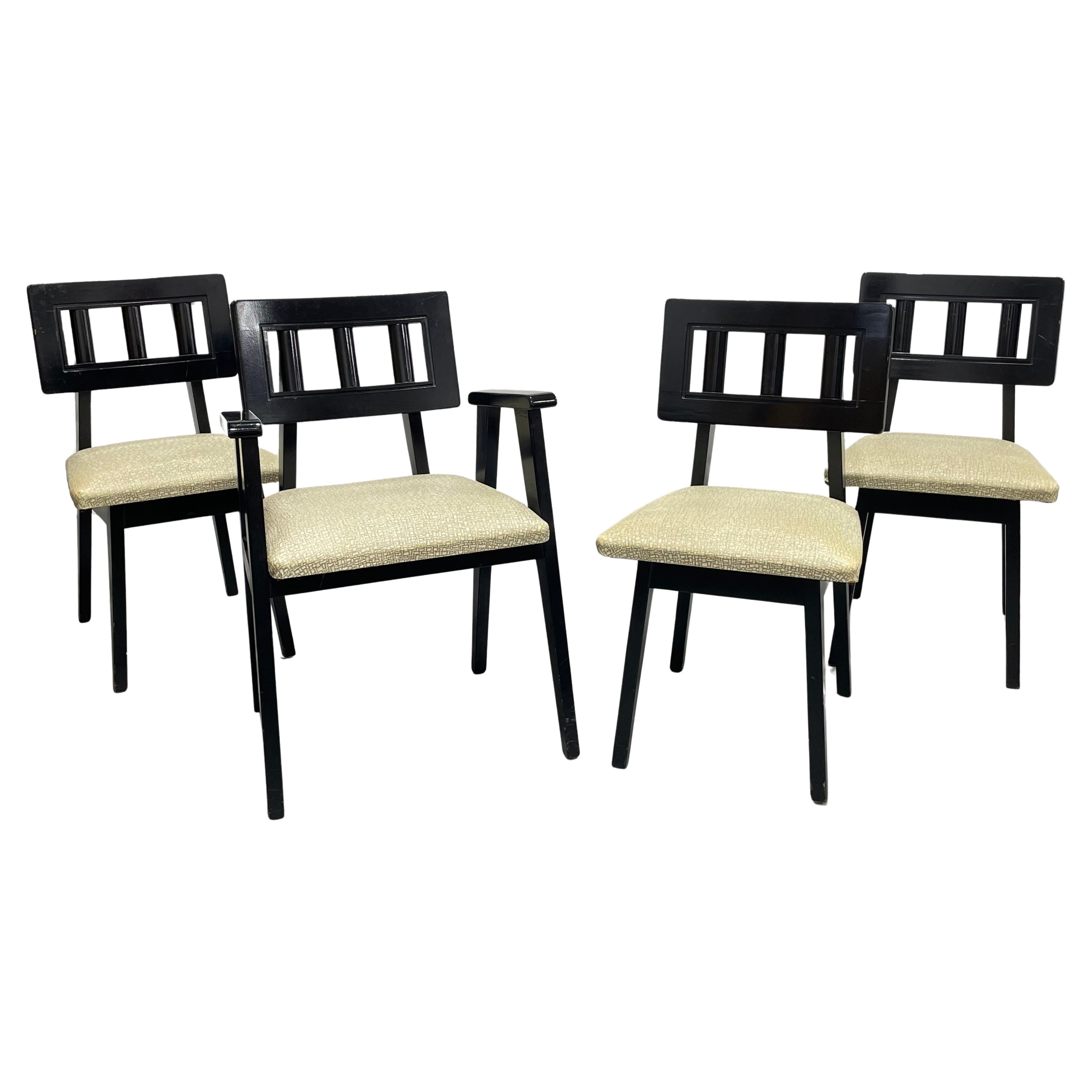 EBONIZED Mid Century Modern DINING CHAIRS, c. 1950's, Set/4 For Sale