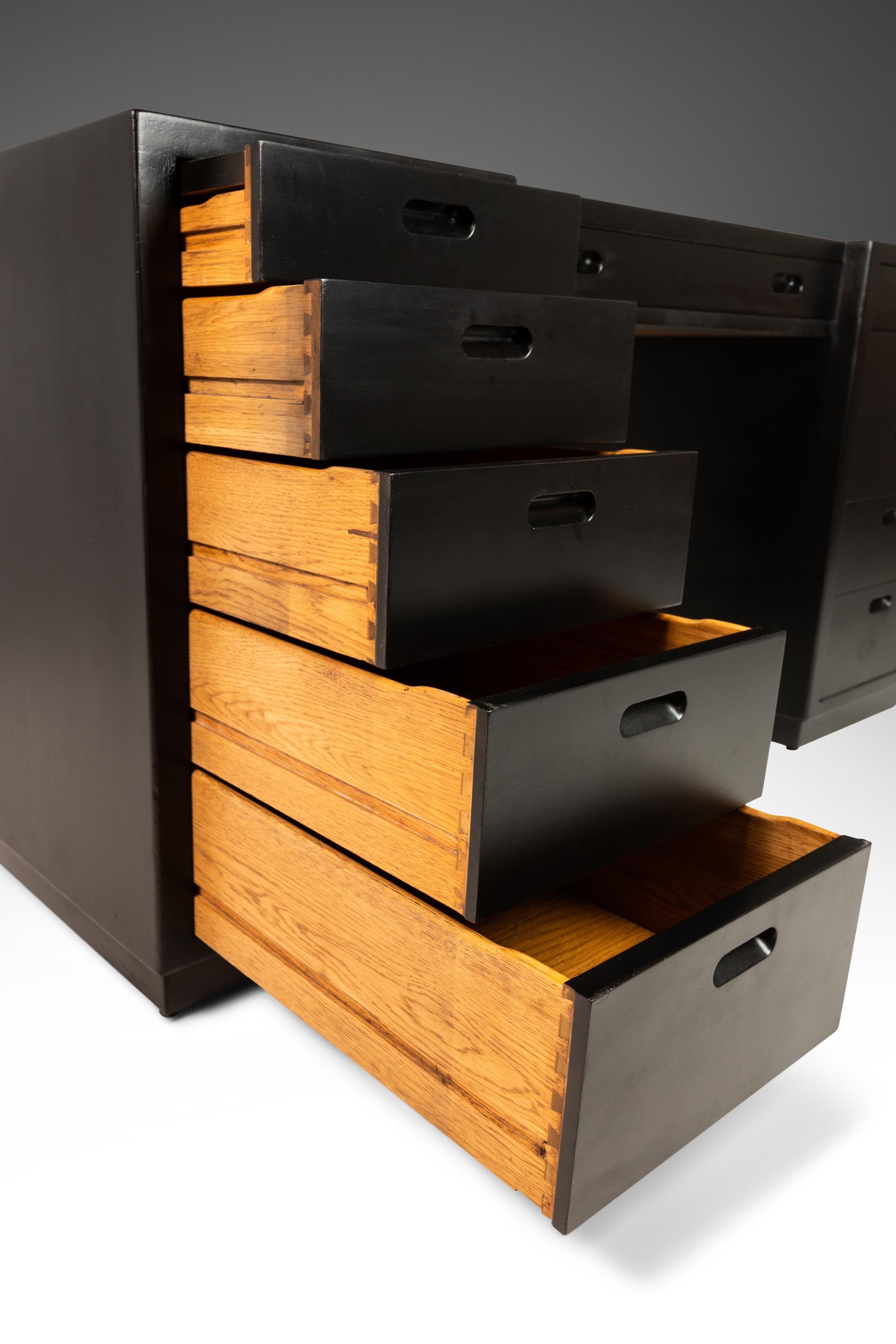 Ebonized Mid-Century Modern Executive / Campaign Desk by Edward Wormley For Sale 7