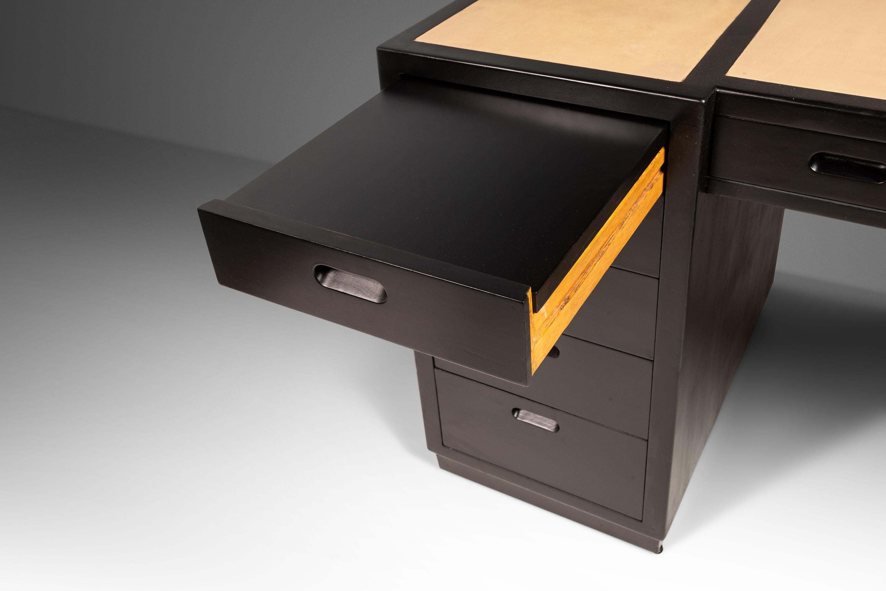 Ebonized Mid-Century Modern Executive / Campaign Desk by Edward Wormley For Sale 2