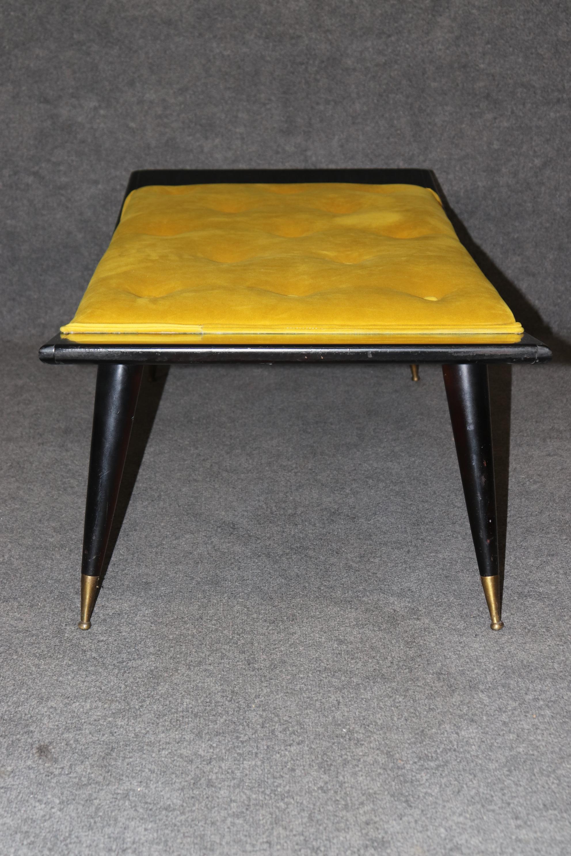 Mid-Century Modern Ebonized Mid Century Modern Gio Ponti Style Bench With Tufted Upholstery