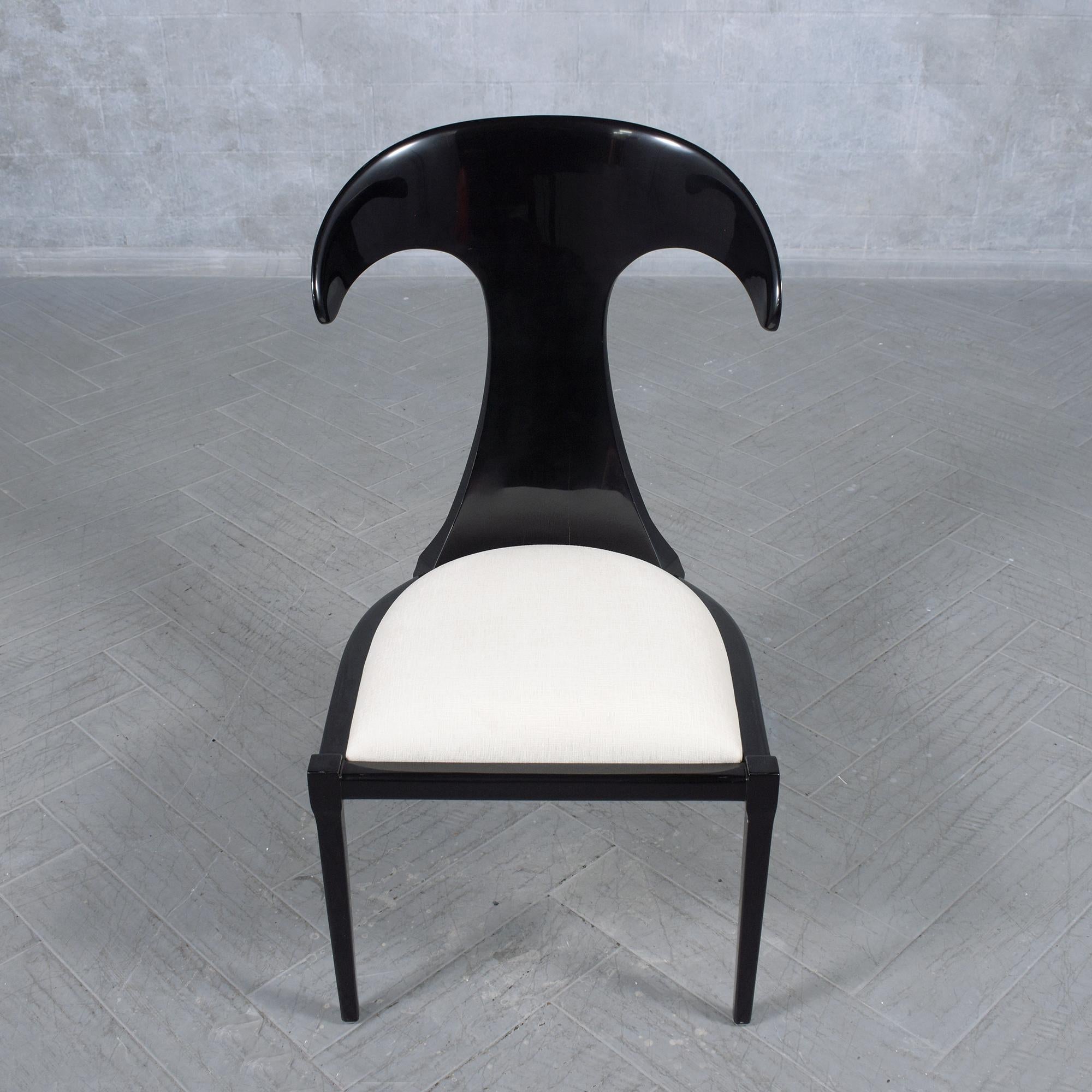 American Ebonized Modernism Side Chair: Refinished Bent Wood with High Backrest Design For Sale