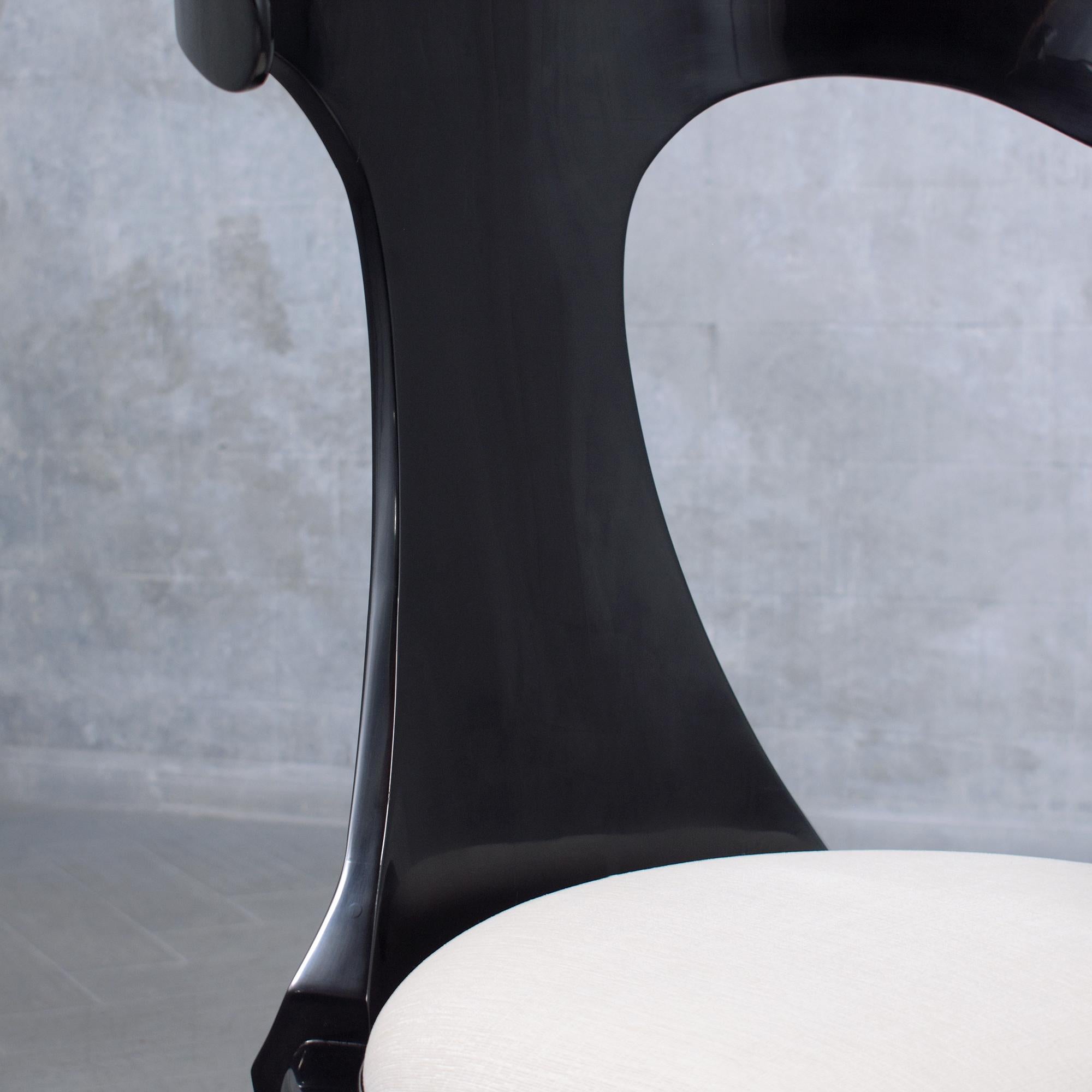 Ebonized Modernism Side Chair: Refinished Bent Wood with High Backrest Design For Sale 1