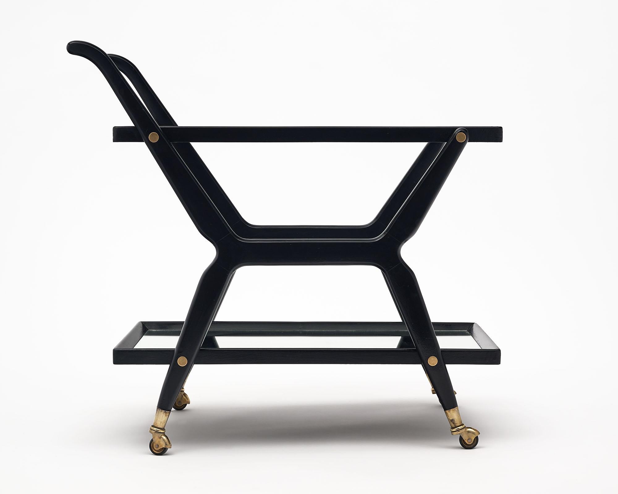 Mid-20th Century Ebonized Modernist Bar Cart