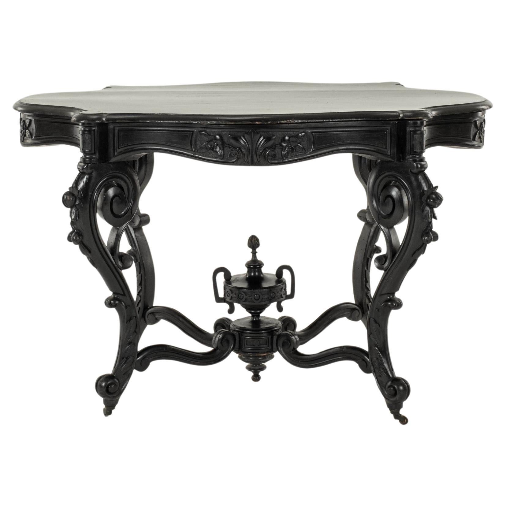 Ebonized Napoleon III Violin Center Table For Sale