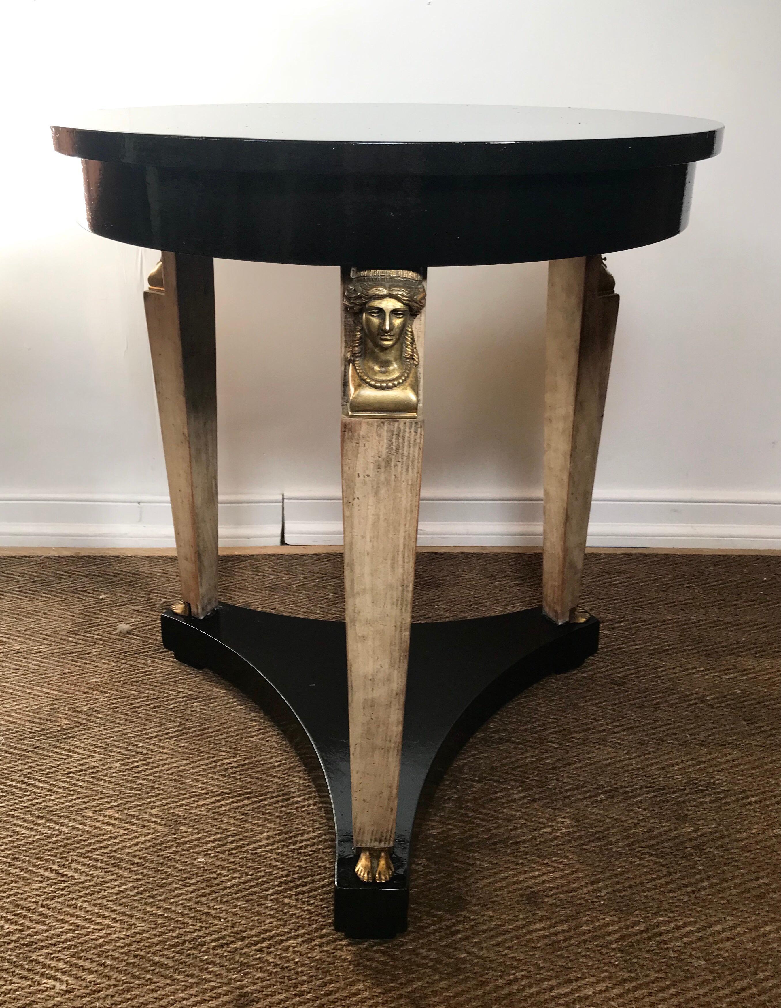 Ebonized Neoclassical Side Table by Baker In Good Condition For Sale In Charlottesville, VA