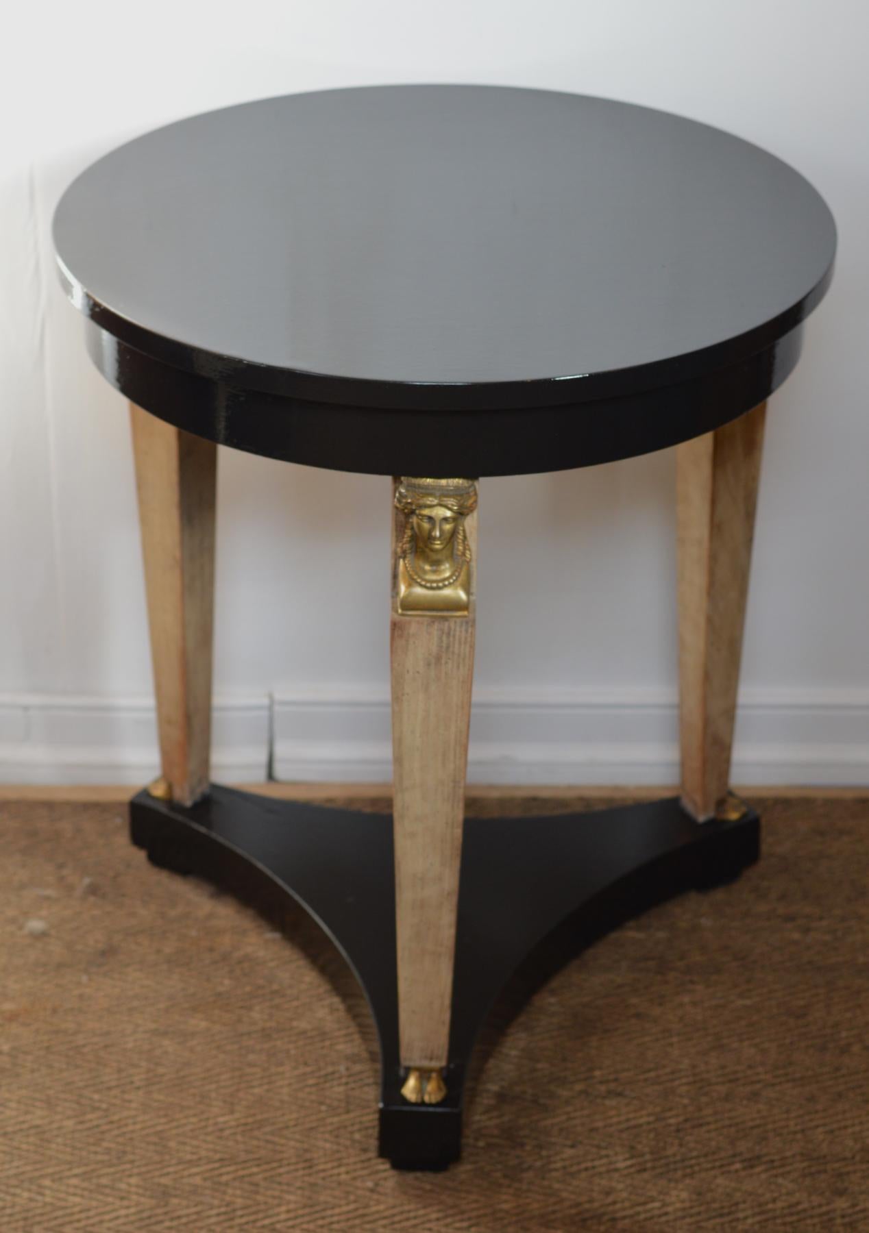 Wood Ebonized Neoclassical Side Table by Baker For Sale