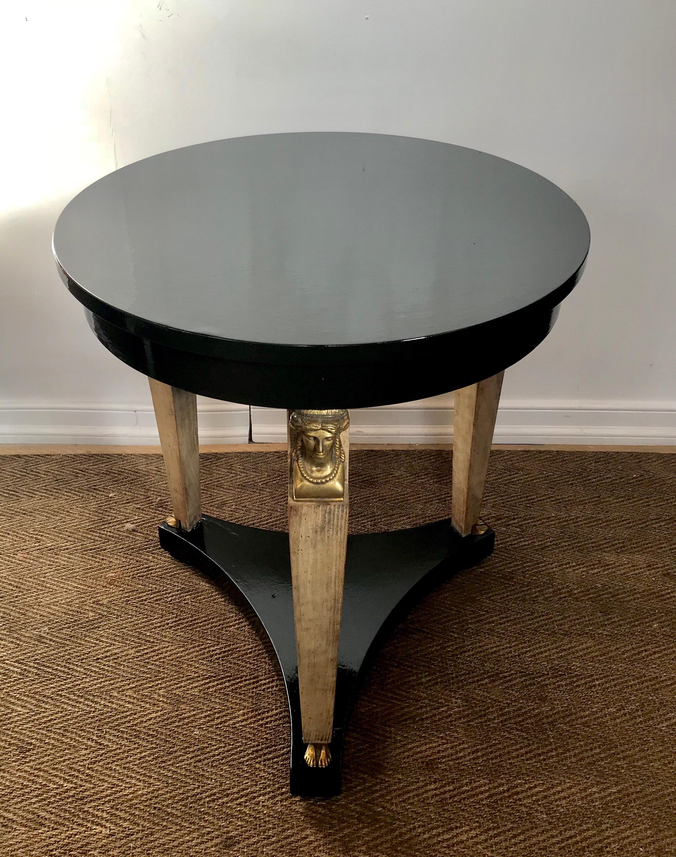 Ebonized Neoclassical Side Table by Baker For Sale 2