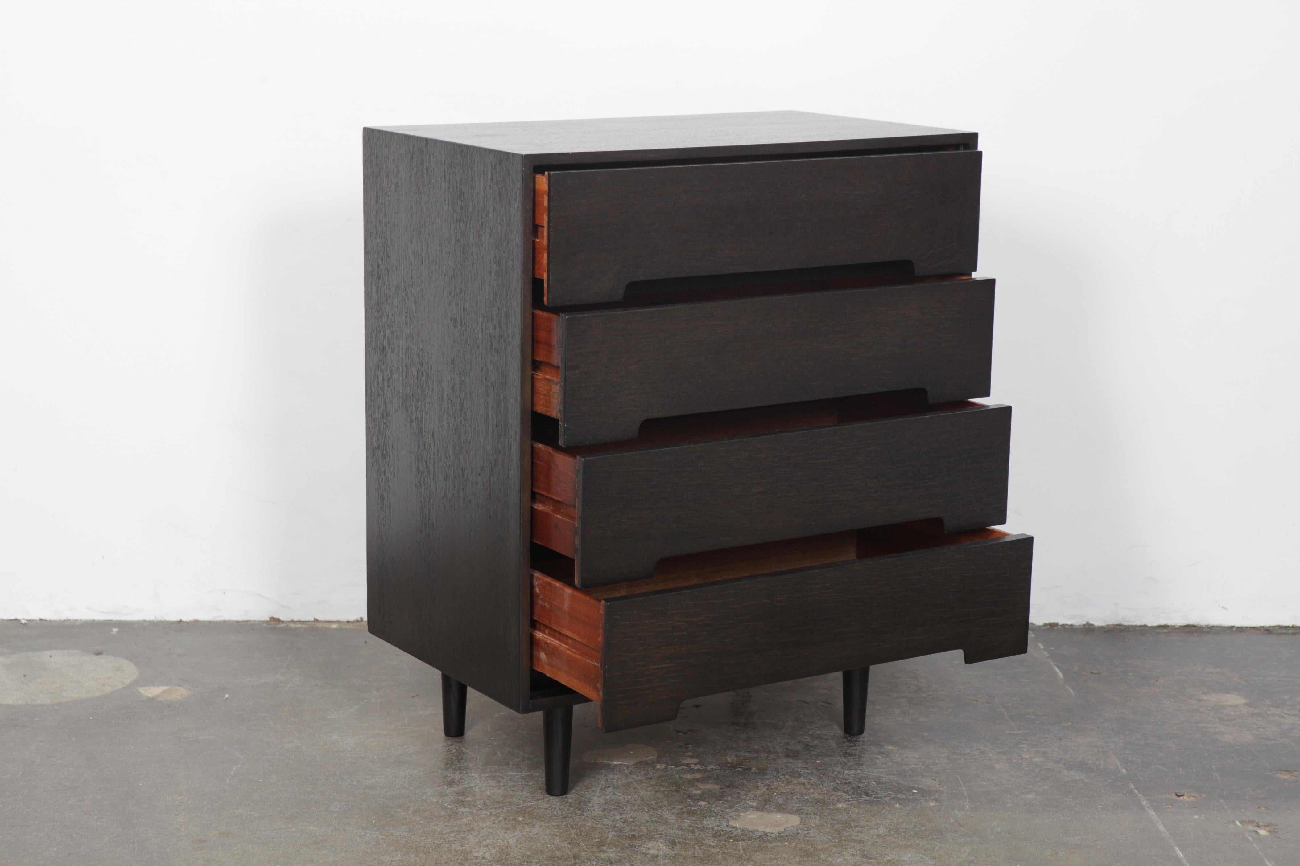 Mid-Century Modern Ebonized Oak 1960s Four-Drawer Dresser by Stag of England