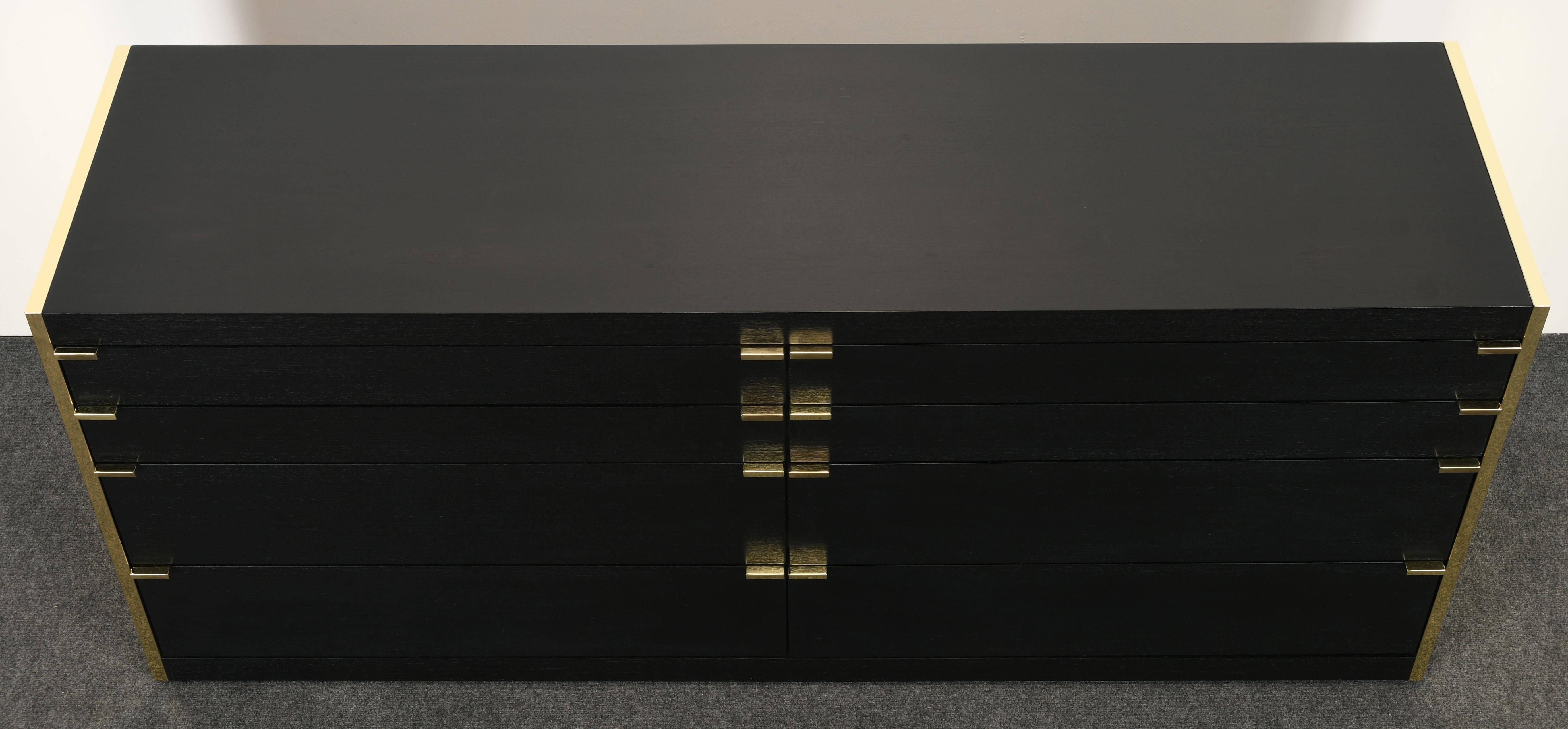 American Ebonized Oak and Brass Dresser by Ello, 1980s