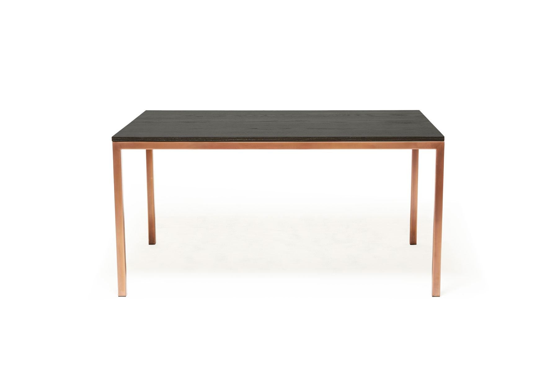 Modern Ebonized Oak and Antique Copper Small Dining Table For Sale