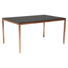 Ebonized Oak and Antique Copper Small Dining Table