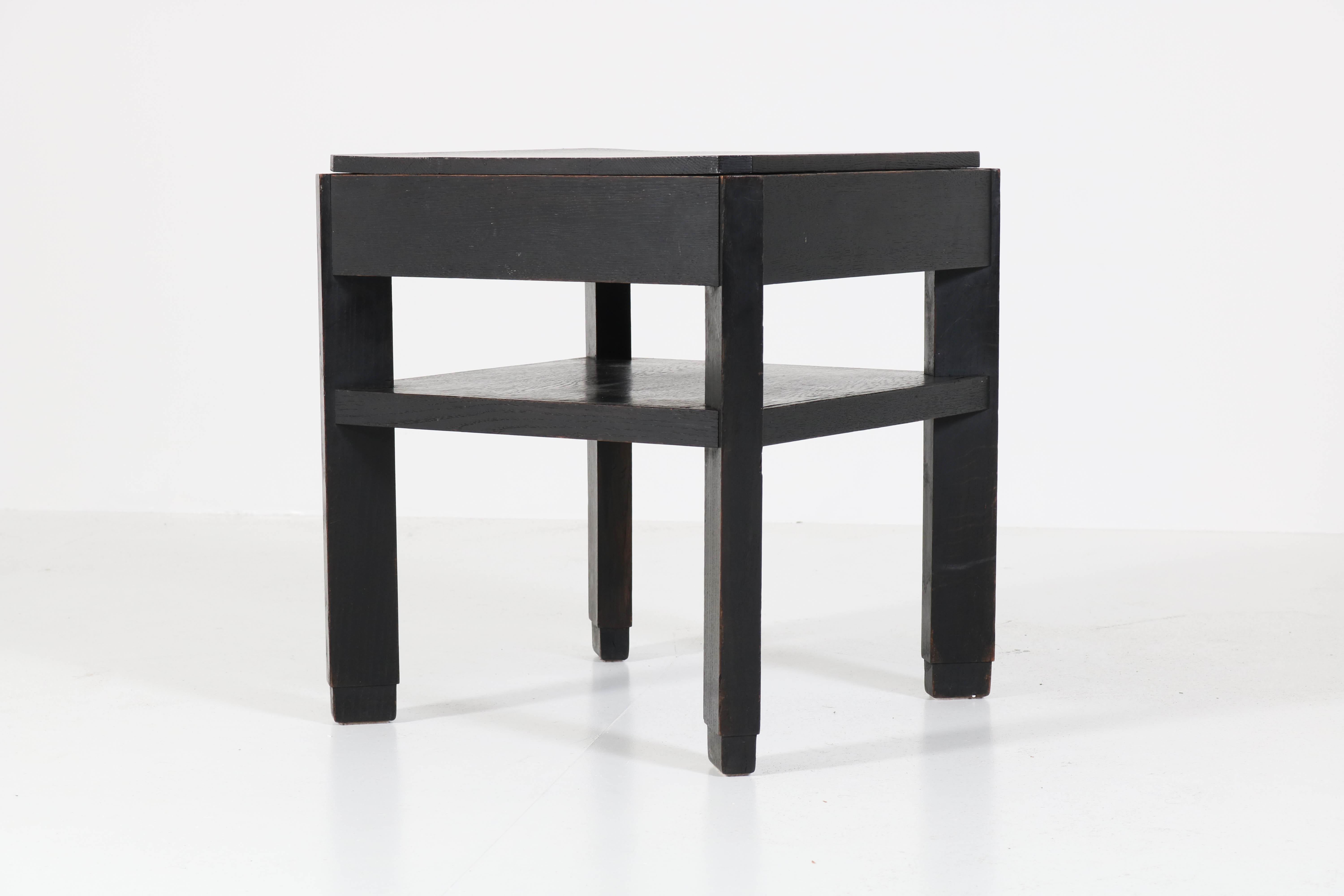 Ebonized Oak Art Deco Haagse School Coffee Table by Frits Spanjaard for L.O.V. (Frühes 20. Jahrhundert)