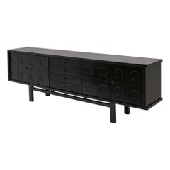 Ebonized Oak Brutalist Sideboard, Belgium, 1970s