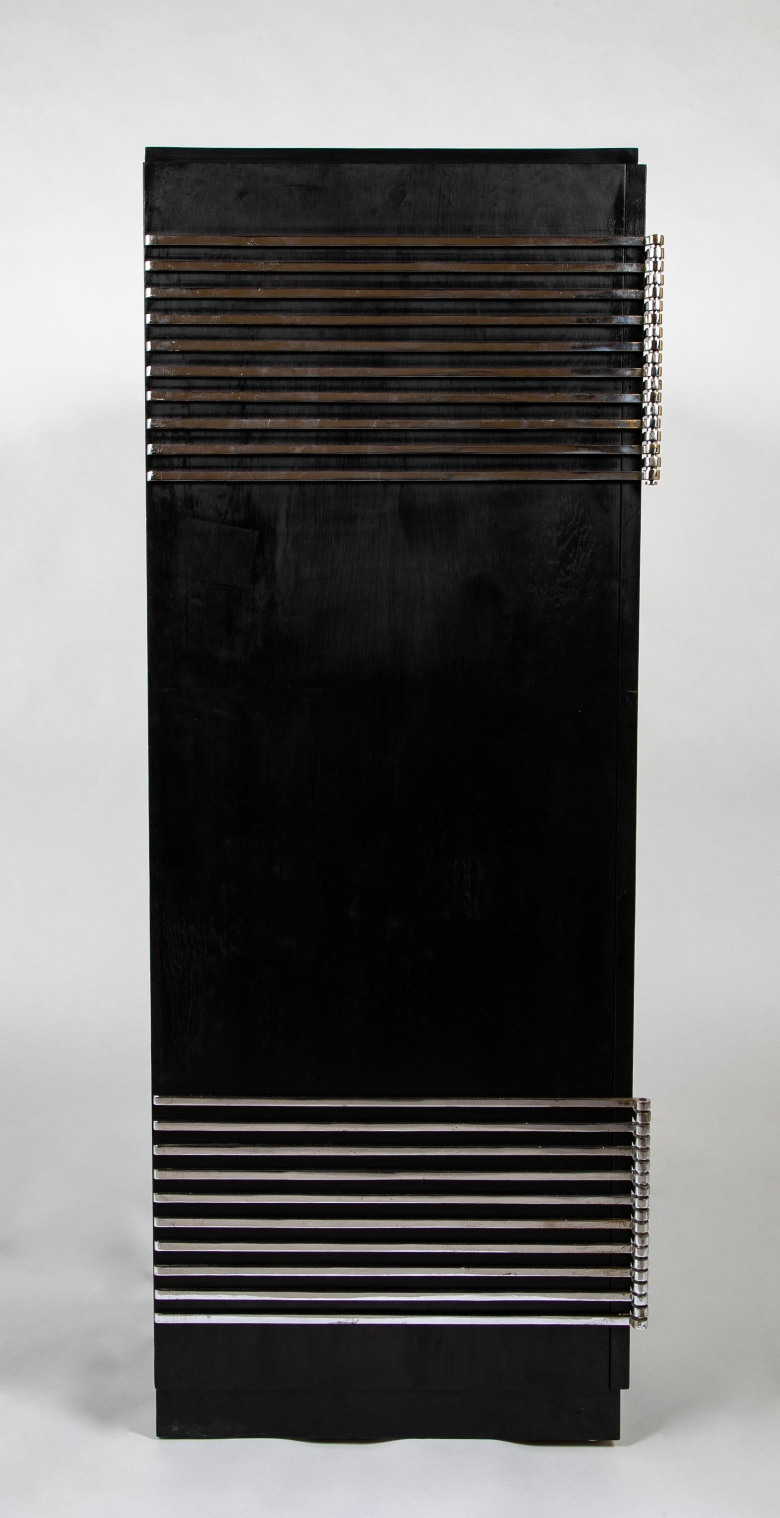 Ebonized Oak Cabinet Designed by Jean Pascaud & Produced by Maison L' IDEAL For Sale 6