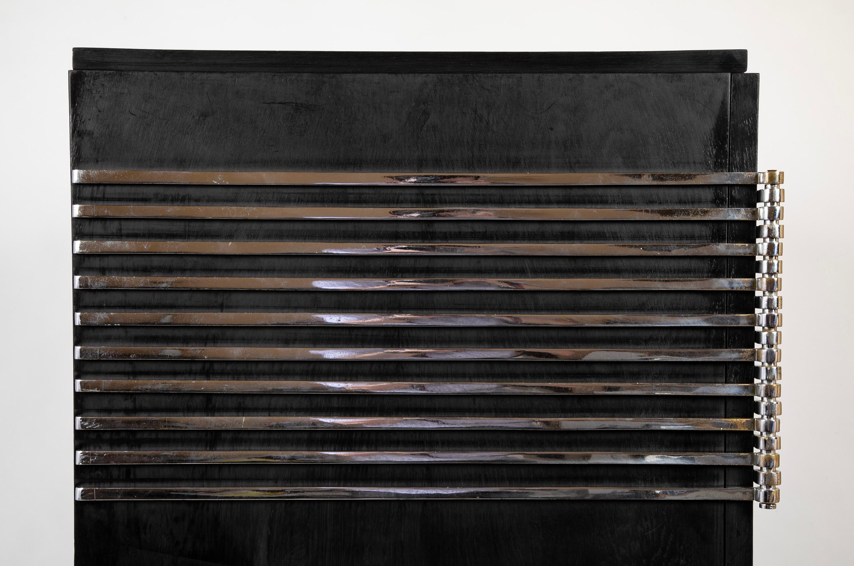 Ebonized Oak Cabinet Designed by Jean Pascaud & Produced by Maison L' IDEAL For Sale 7