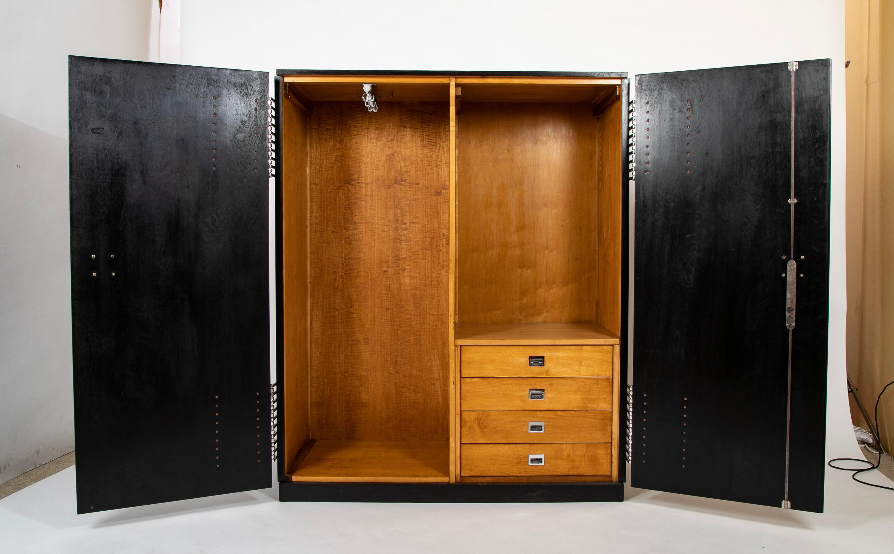 Ebonized Oak Cabinet Designed by Jean Pascaud & Produced by Maison L' IDEAL For Sale 1