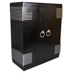 Retro Ebonized Oak Cabinet Designed by Jean Pascaud & Produced by Maison L' IDEAL