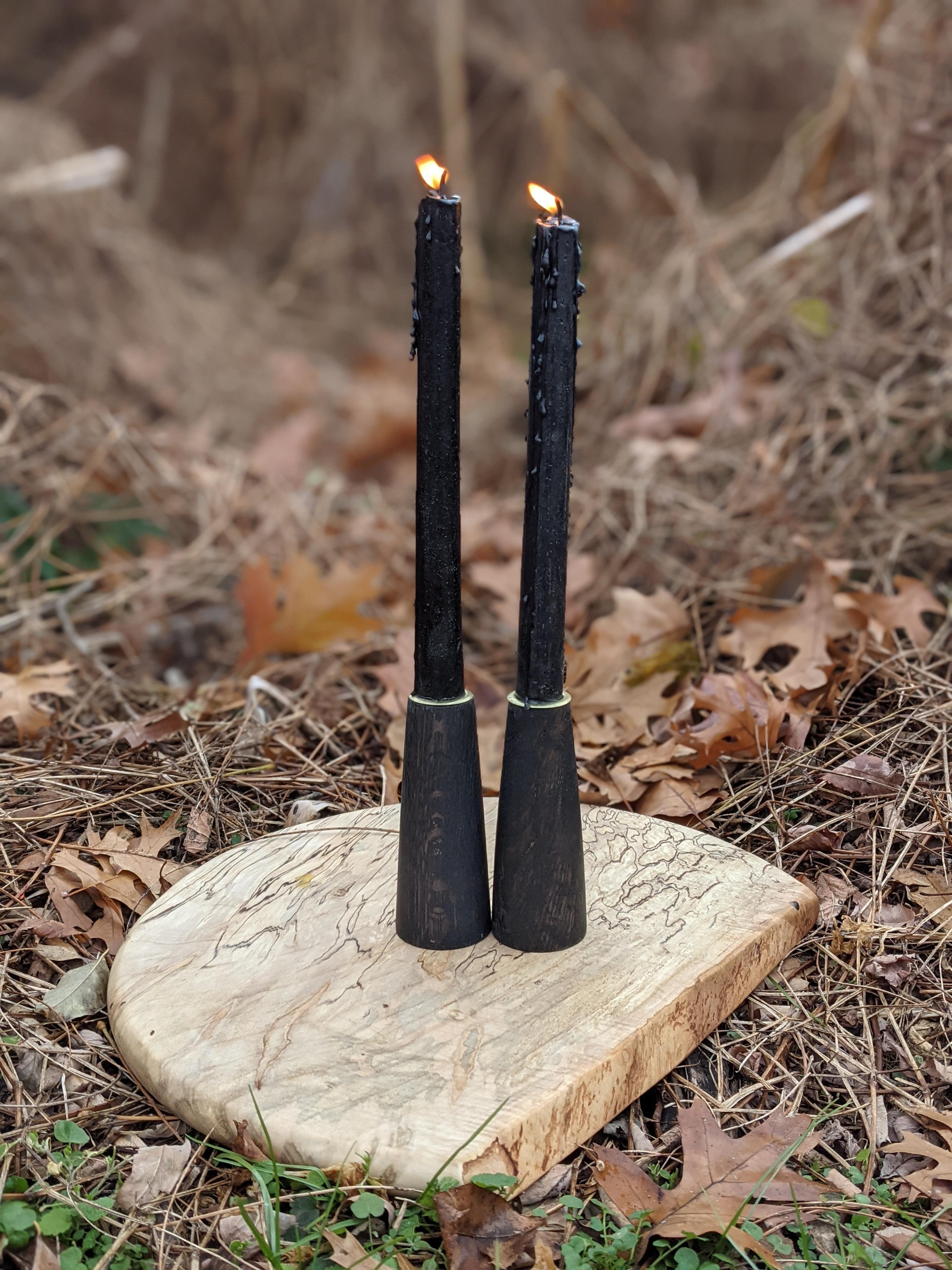 Contemporary Ebonized Oak Candlesticks For Sale