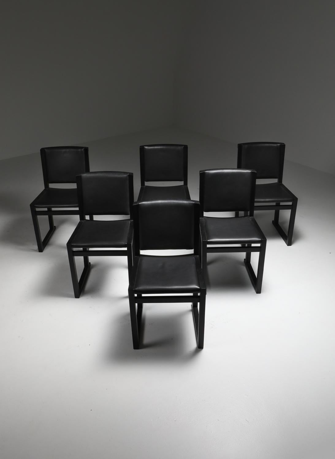 Modern Ebonized Oak Dining Chairs by Antonio Citterio for Maxalto, 2000s For Sale