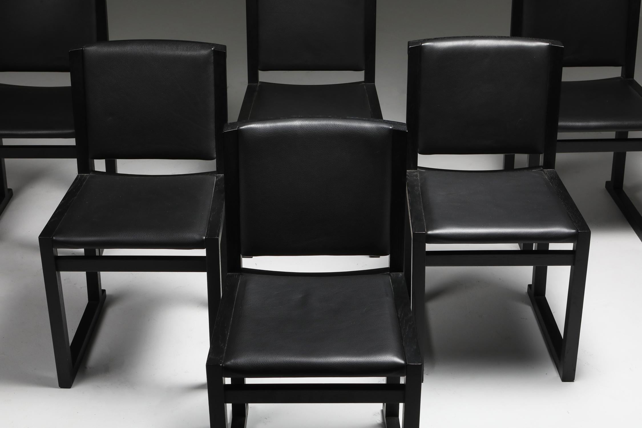 Italian Ebonized Oak Dining Chairs by Antonio Citterio for Maxalto, 2000s For Sale