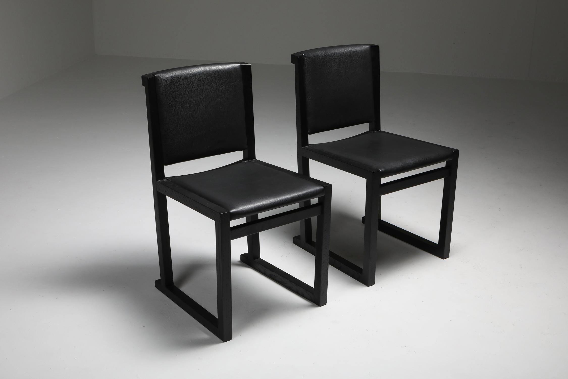 Ébénisé Chaises de salle à manger en chêne ébénisé d'Antonio Citterio pour Maxalto, années 2000 en vente