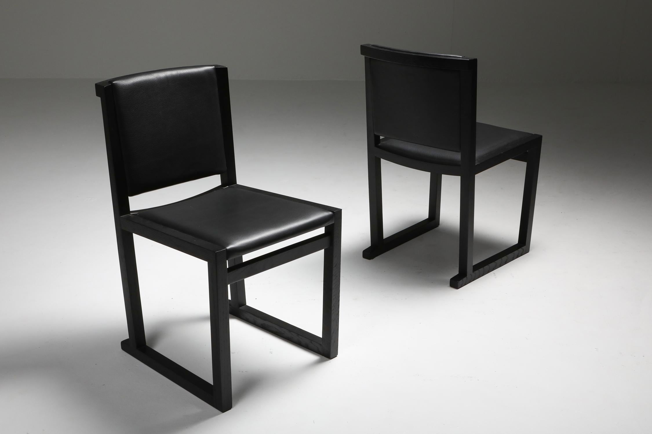 Ebonized Oak Dining Chairs by Antonio Citterio for Maxalto, 2000s For Sale 1