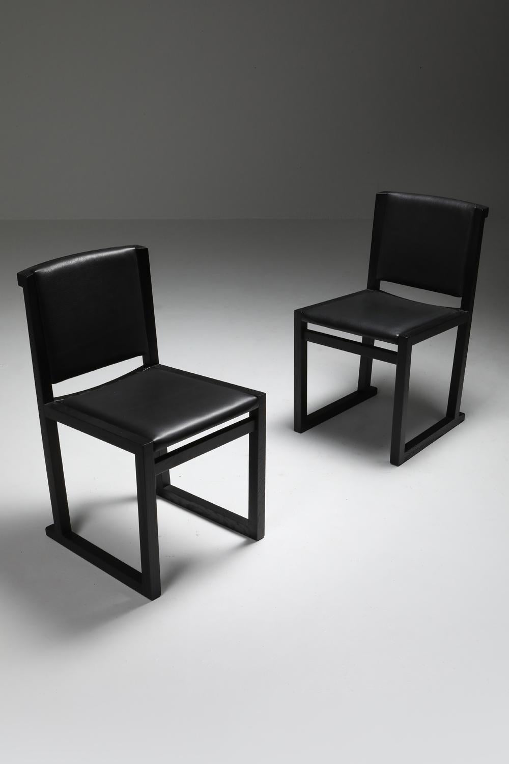 Ebonized Oak Dining Chairs by Antonio Citterio for Maxalto, 2000s For Sale 3