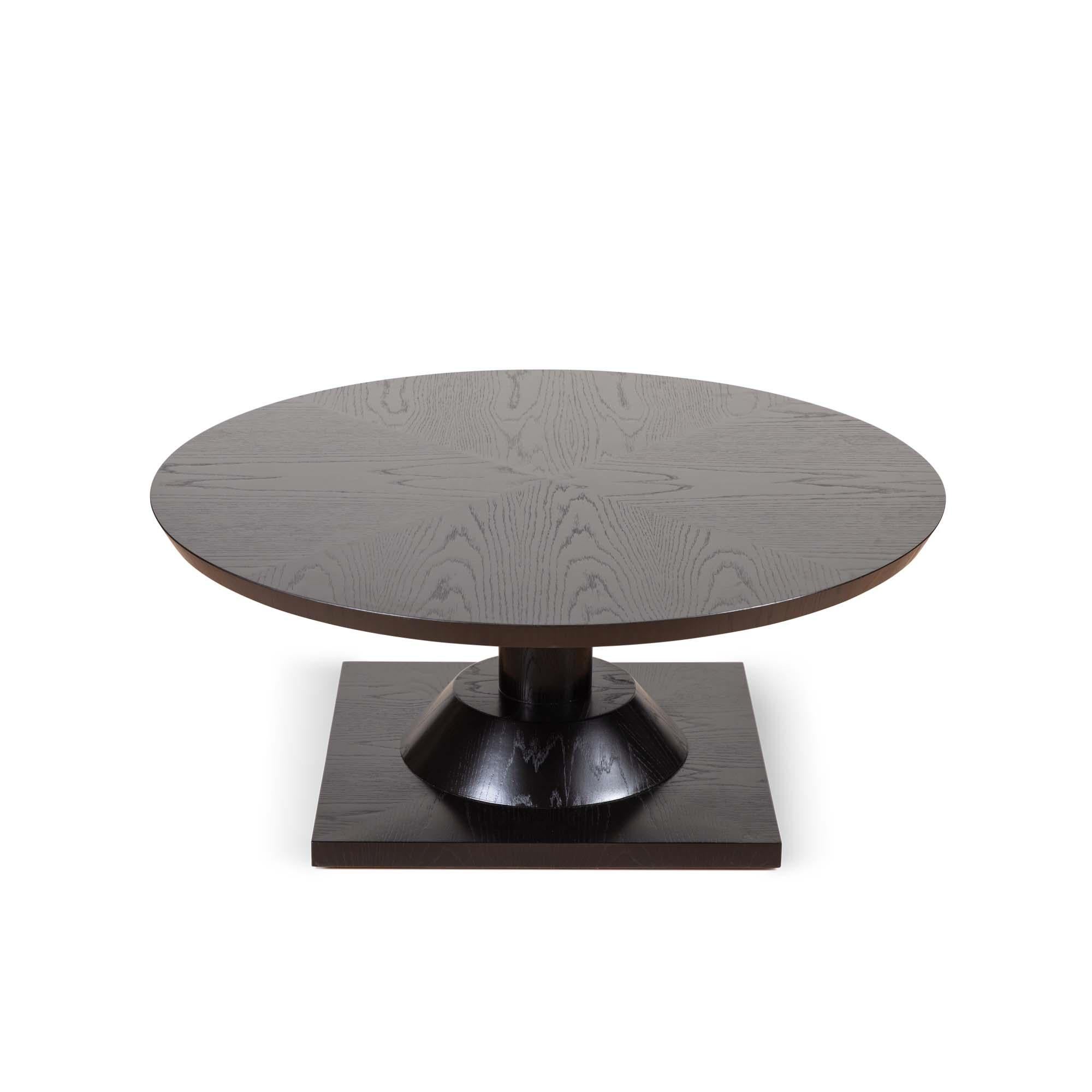Ebonized oak morro coffee table by Lawson-Fenning. The Morro Coffee Table features a series of geometric shapes stacked on Top of each other with solid wood details. Available in American walnut or white oak.

The Lawson-Fenning Ccollection is