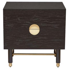 Lawson-Fenning Niguel Nightstand, Ebonized Oak & Brass, Modern Bedside Table