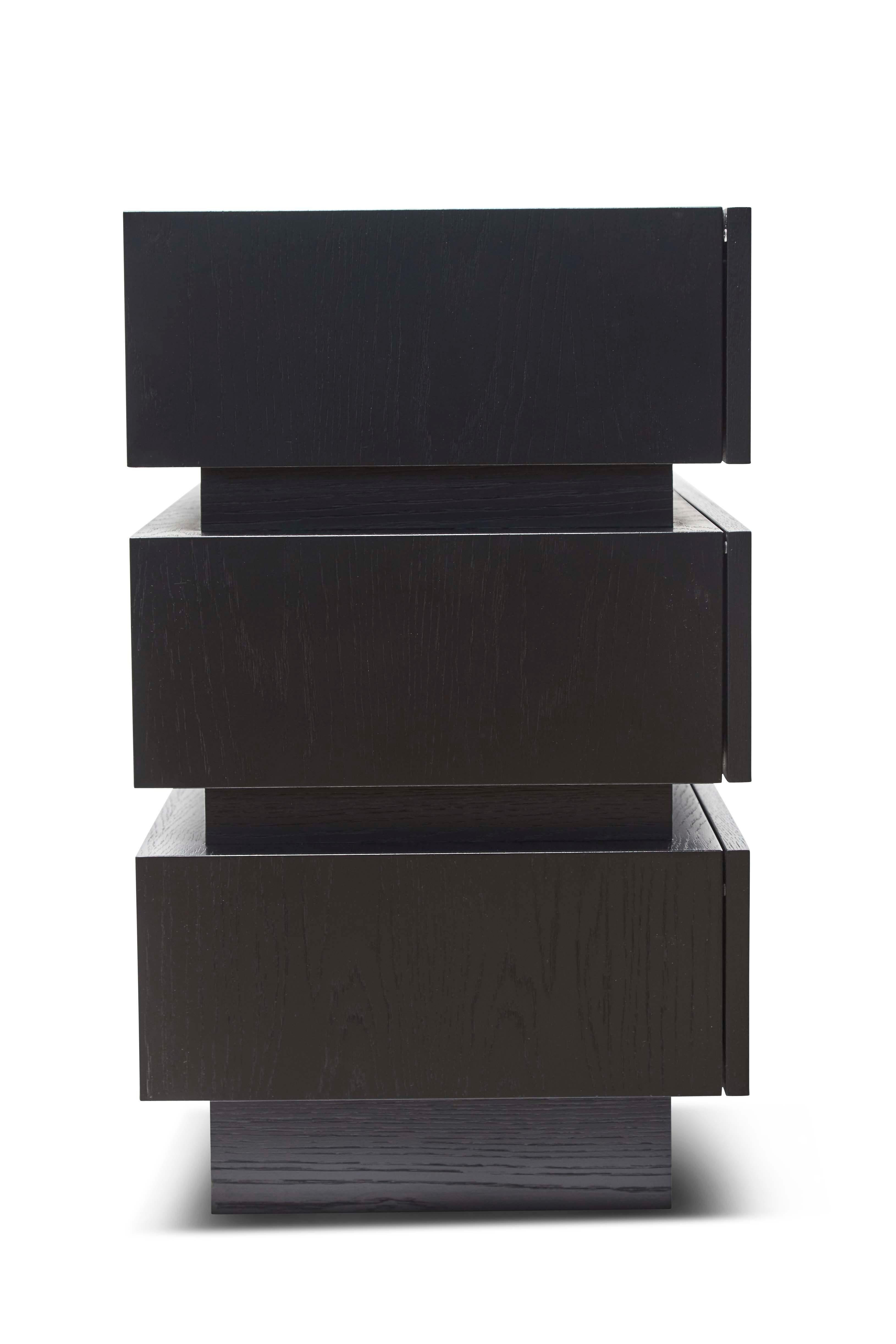 Ebonized Oak Stacked Box Chest by Lawson-Fenning In New Condition In Los Angeles, CA