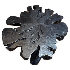 Ebonized Old Growth Acacia Coffee Table; Jet Black with Organic Shape