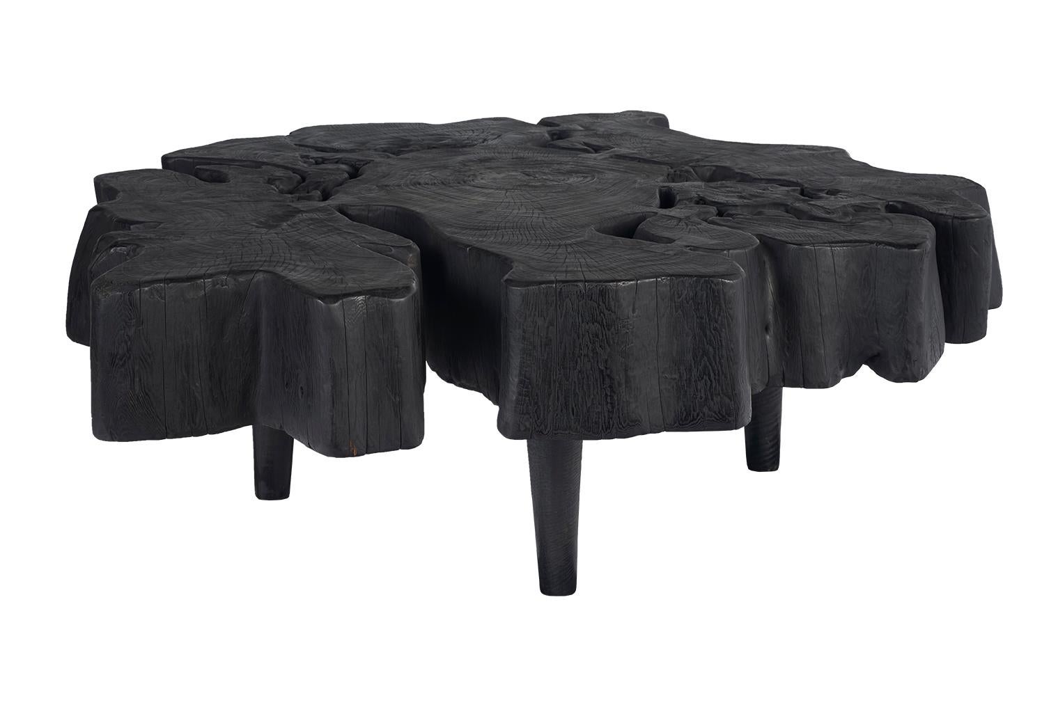 Organic Modern Ebonized Organic Form Lychee Wood Coffee Table For Sale