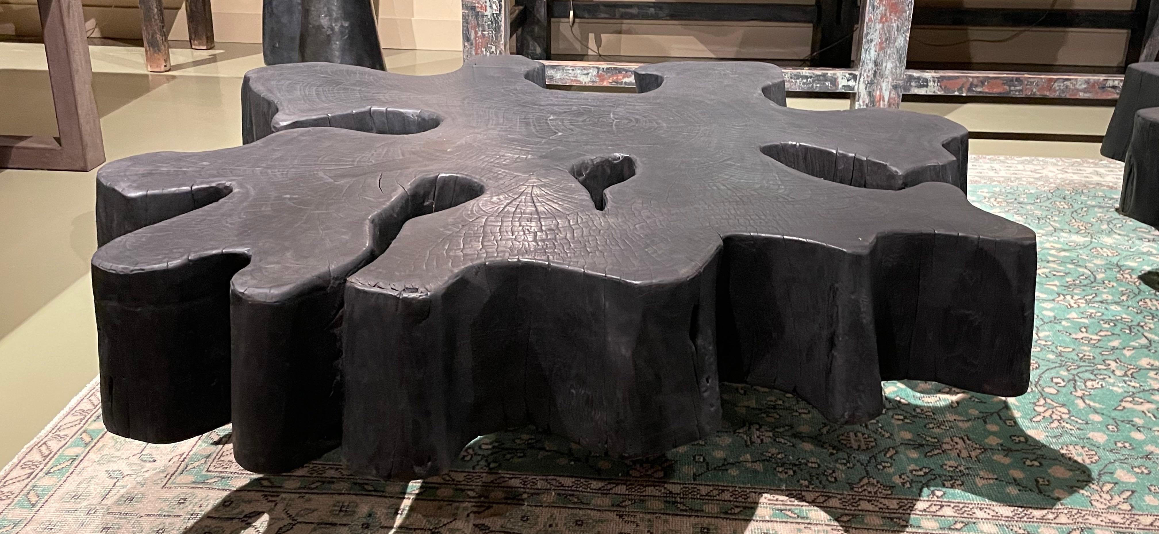 Indonesian Ebonized Organic Free Form Coffee Table, Indonesia, Contemporary For Sale