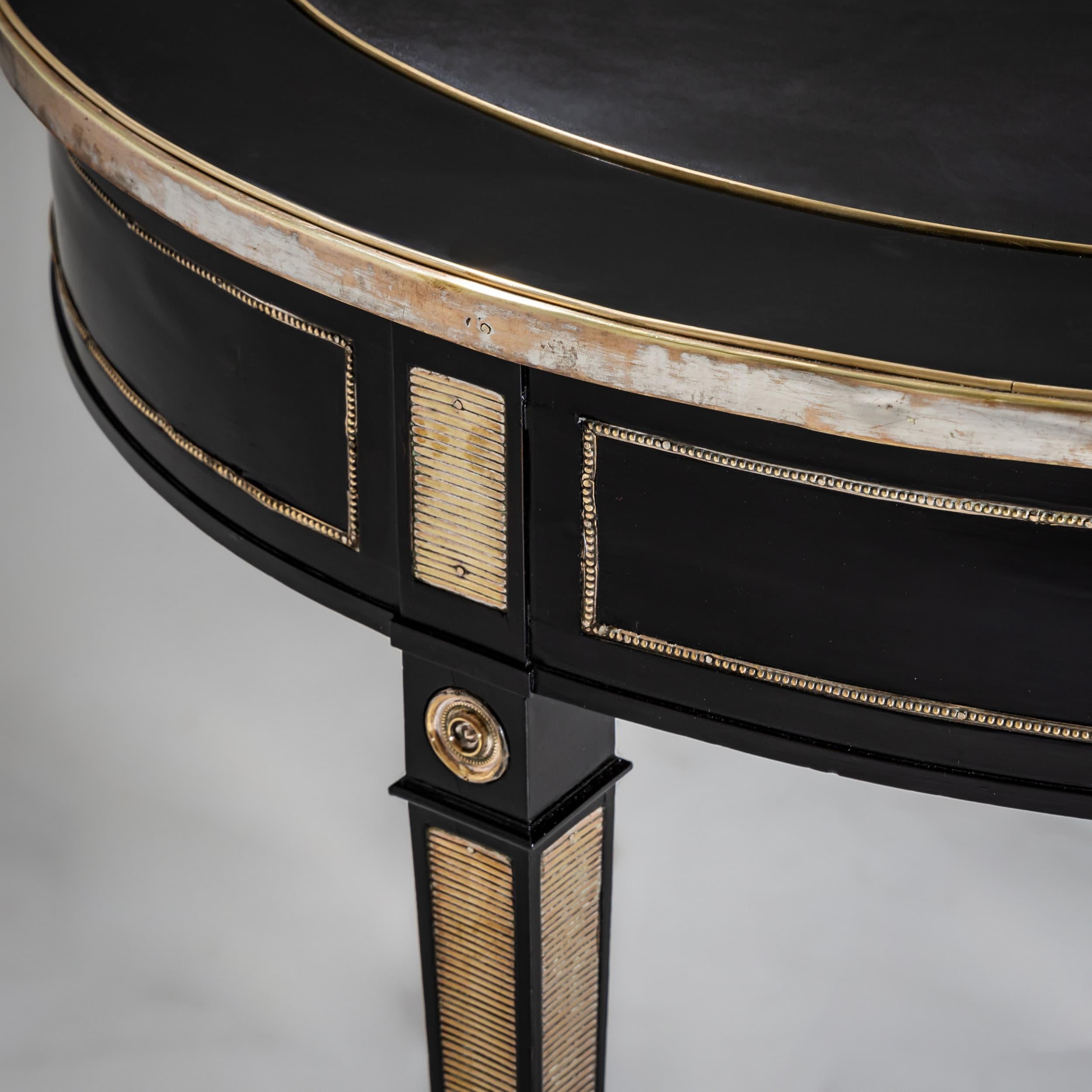 Brass Ebonized oval Desk, 19th Century For Sale
