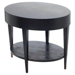 Ebonized Oval Two Tiered Accent Table