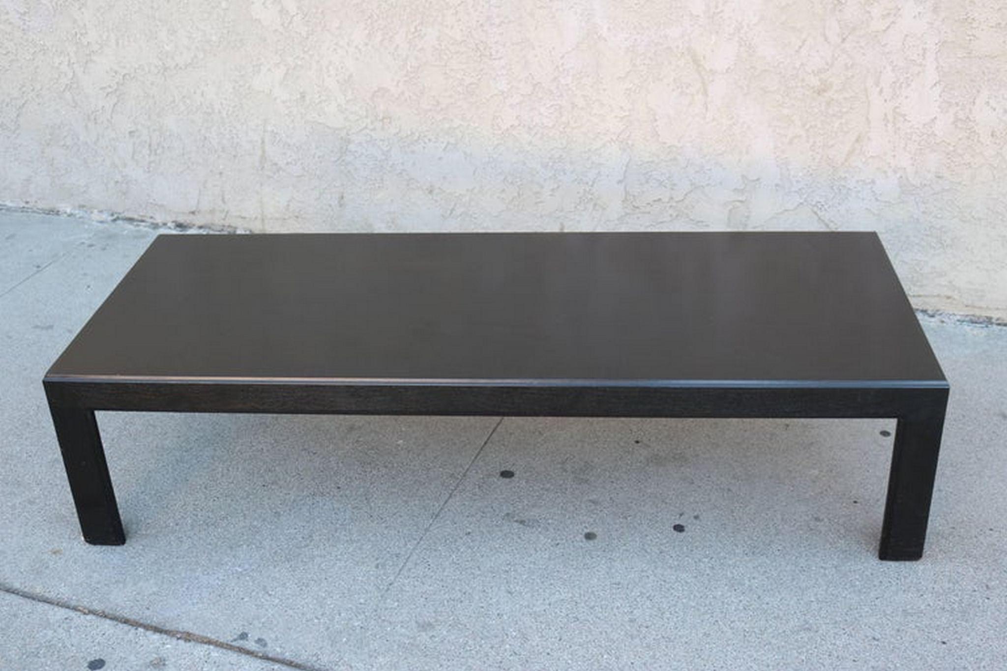 Mid-Century Modern Ebonized Parson Coffee Table in the Manner of Edward Wormley