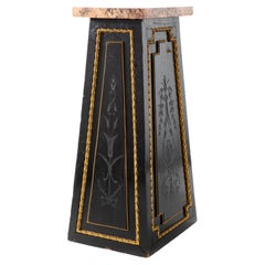 Antique Ebonized Pedestal with Gilt Bronze Decoration