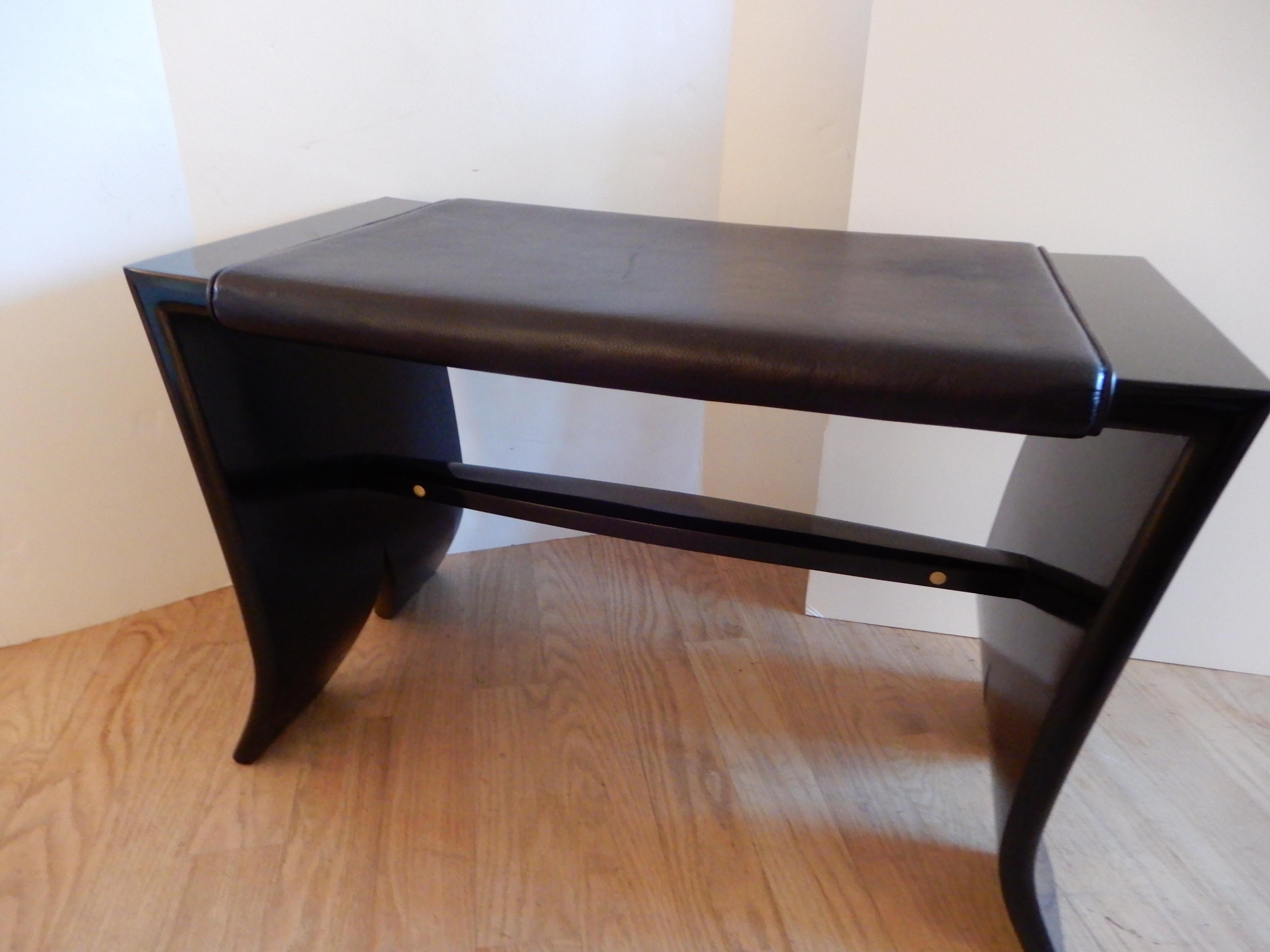 Ebonized Piano Bench by Studio Craft Artist David N Ebner.  2019 In Excellent Condition For Sale In Bellport, NY