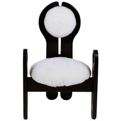 Ebonized Pine and Sheepskin Armchair by Szedleczky Design, Hungary, 1970s