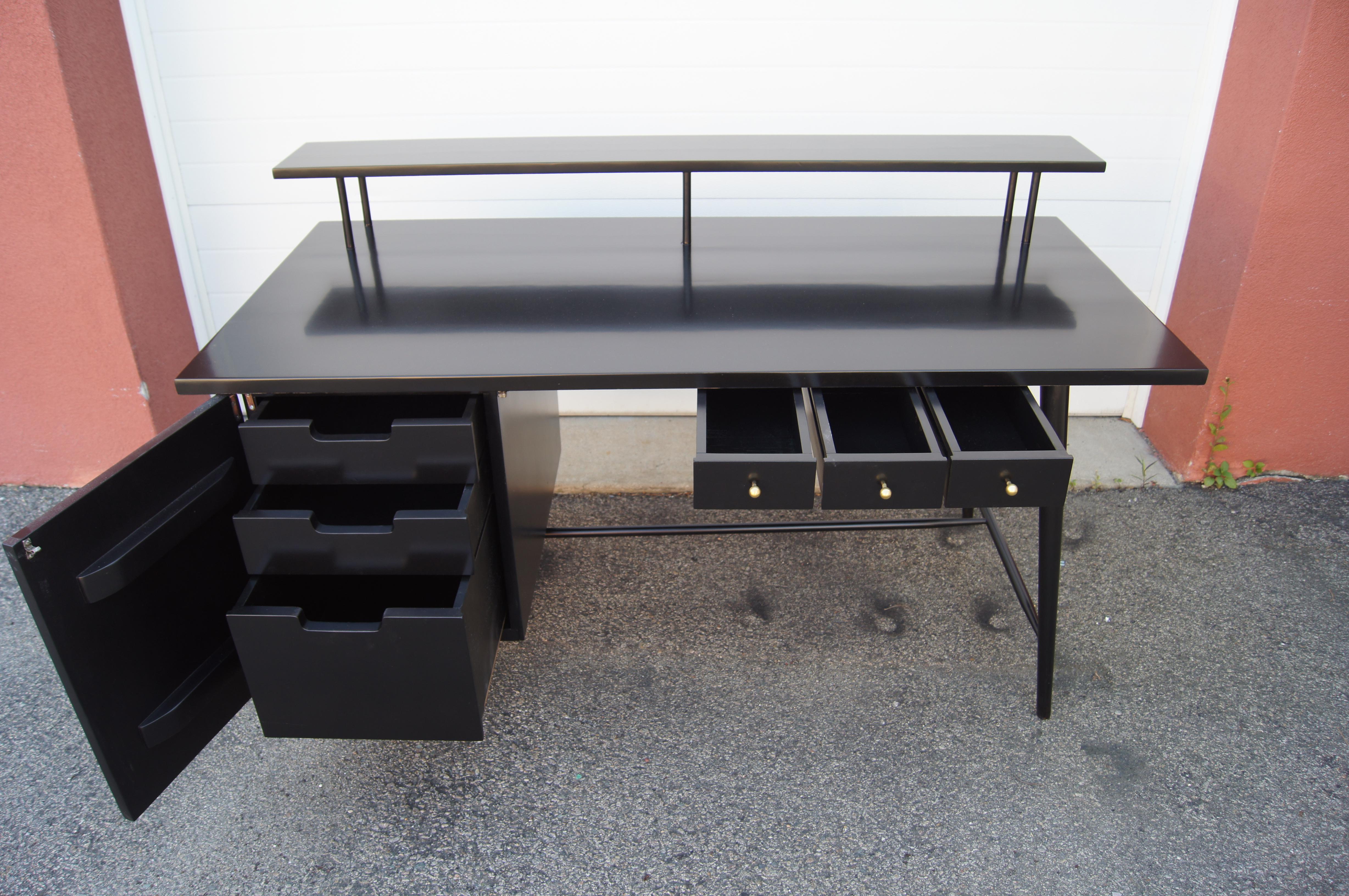 Lacquered Ebonized Predictor Group Desk by Paul McCobb for O'Hearn Furniture Company For Sale