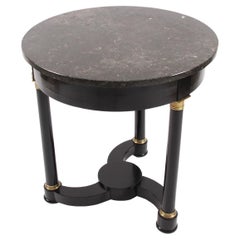 Antique Ebonized Propeller Base Gueridon with Dark Grey Marble Top, France, 19th Century