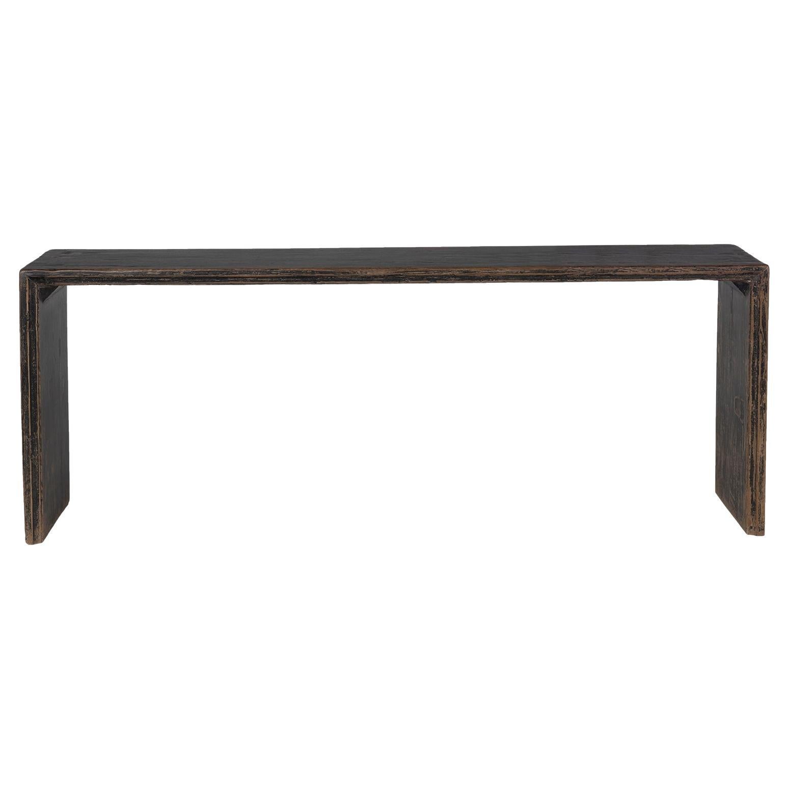 Ebonized Reclaimed Wood Console in Original Paint Patina