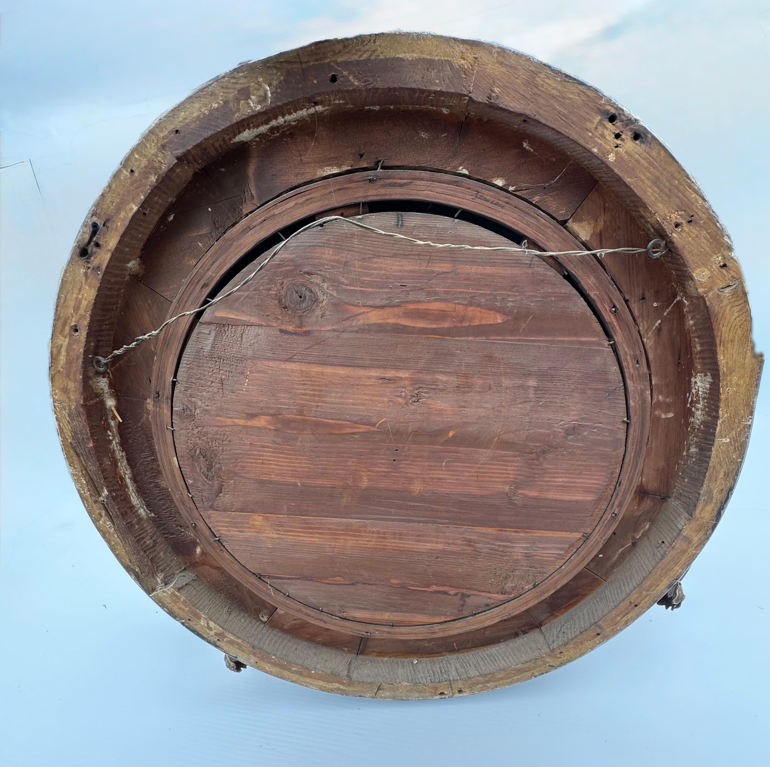 Candelabro con espejo convexo de madera dorada ebonizada de la Regencia Ébano en venta