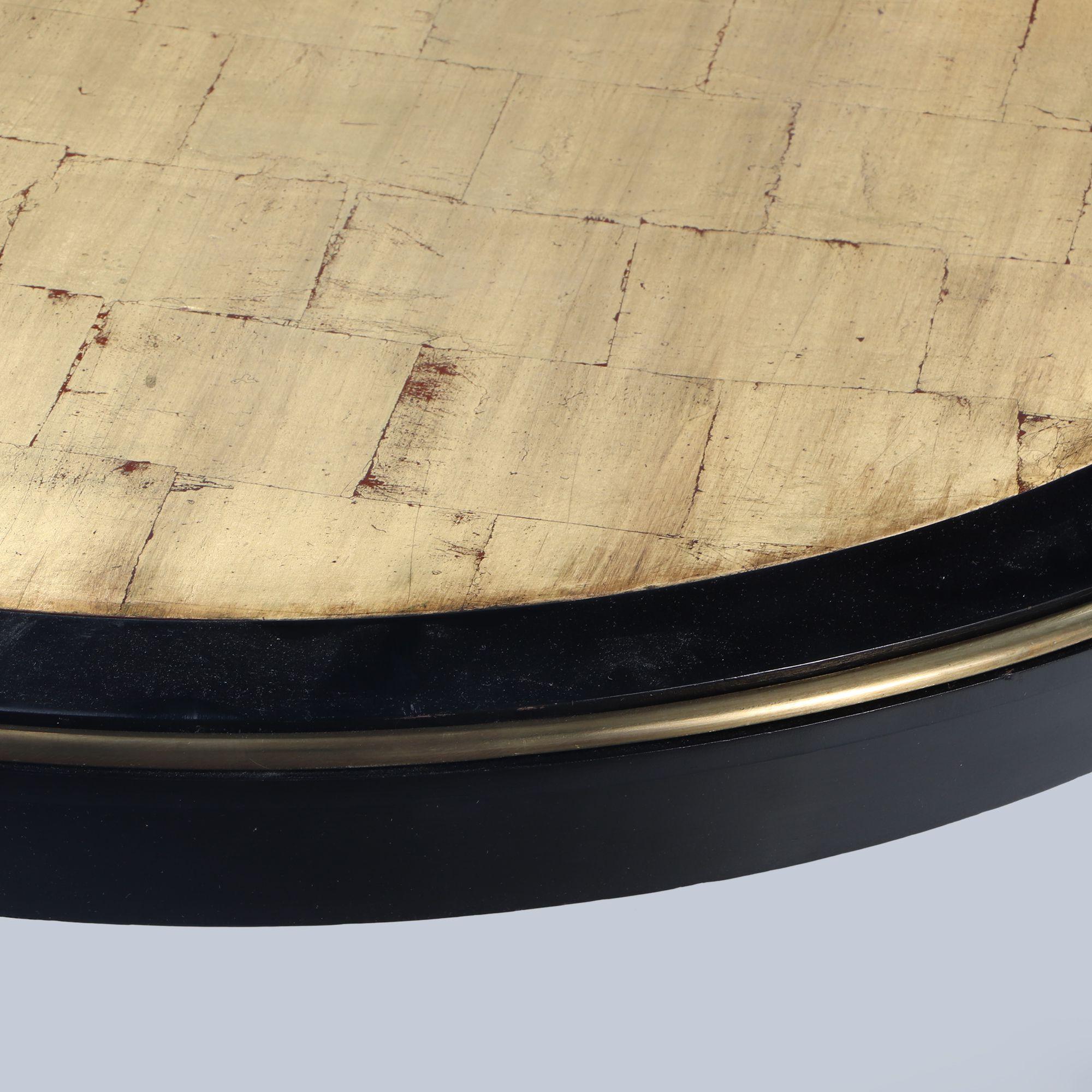 French Provincial Ebonized round coffee table in the manner of Jansen circa 1940 For Sale