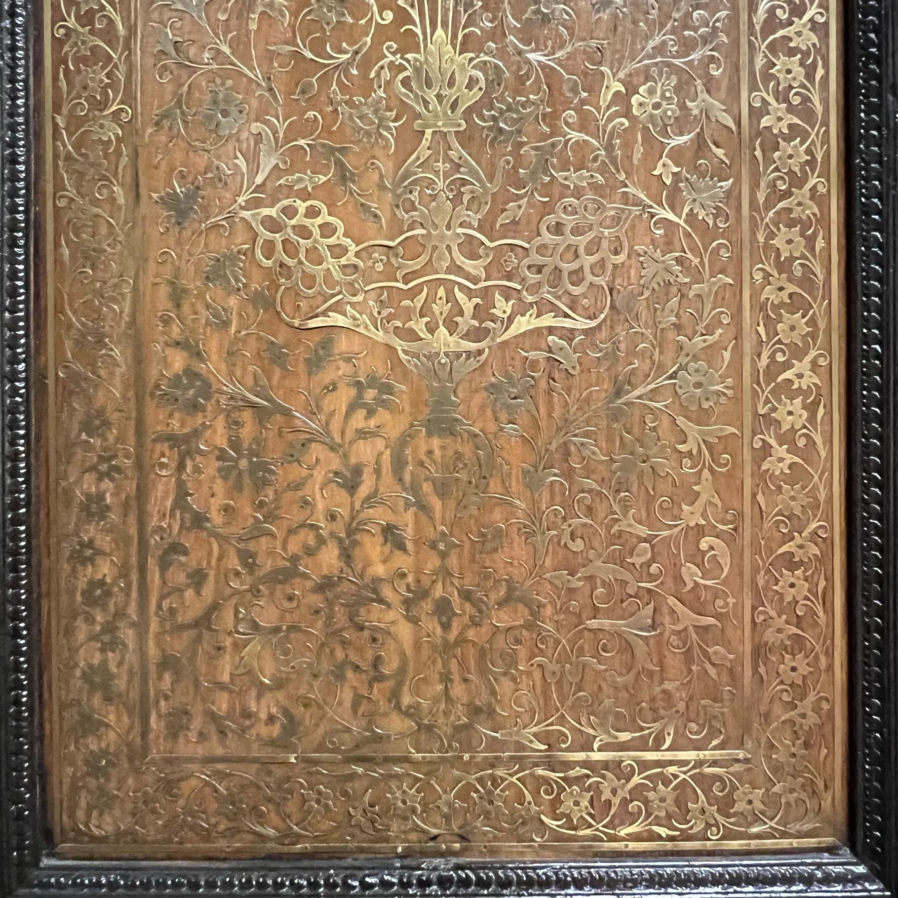 Ebonized Screen with Arabesque Inlaid Brass of Finest Quality For Sale 8