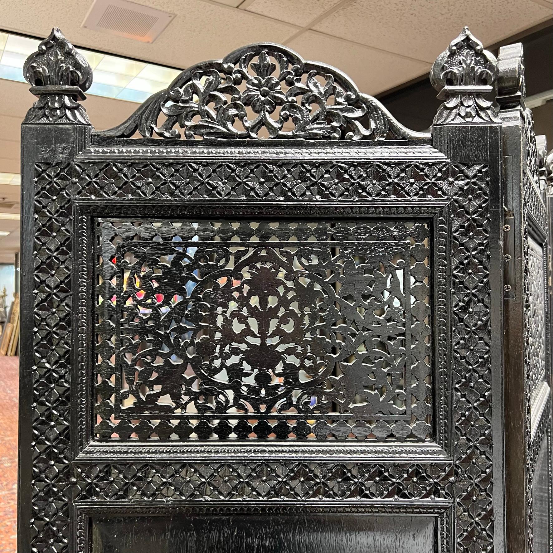 Ebonized Screen with Arabesque Inlaid Brass of Finest Quality For Sale 12